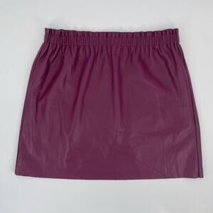 Loft Outlet Womens Vegan Leather Elastic Waist‎ Pull-On Mini Skirt Large Petite